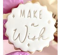 Happy Birthday Make a Wish Cookie Cutter Fondant Icing Stamp Embosser fits m&s Butter Biscuits Reusable Cake Decorating Tool Cookies Cupcakes Marks and Spencers with Free Matching Cutter