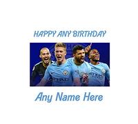 Happy Birthday Man City Celebrating A4 Personalised Easy Peel PRECUT Icing Sheet Cake Topper Birthday
