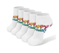 Happy Birthday Men's Ankle Low Socks 5 Pack Non Slip Flat Boat Breathable Athletic Socks for Women