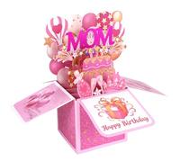 Happy Birthday Mom Pop up Card, Colorful Balloons & Fireworks 3D Greeting Card for Mother from Daughter Son Special Keepsake Birthday Celebration Gift with Envelope for Women Stepmom Godmother