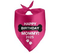 Happy Birthday Mommy 2025 Pet Dog Bandana for Dogs Pet Scarf Photo Prop Accessories for Dog Lover Mom
