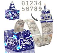 Happy Birthday Money Box Cash Gift Pull Surprise Money Gift Box with 30Pcs Transparent Bags, Funny Money Gift Ideas, Money Presentation Box for Cash Gifts Birthday
