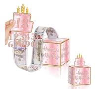 Happy Birthday Money Box for Cash Gift,Pink Pull Surprise Money Gift Box with DIY Number Stickers for Any Age Birthday Presents,Presentation-Box for Cash Gifts