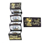 Happy Birthday Money Envelope for Cash Gifts, Birthday Money Holder, DIY Surprise Moneys Holder Happy Birth-day Moneys Card Holders with 6 Slots, Surprise Cash Envelope for Men Women (Black 1pcs)