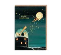 Happy Birthday Moon Playing Violin Greeting Card