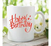Happy Birthday Mug Red Text White Kitchen Ceramic Cup Work Gift Coffee WSDMUG218