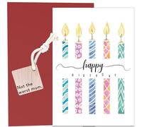 Happy Birthday Mum Card - Large A5 size with Wooden Not the Worst mum Keyring Keepsake