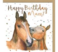 Happy Birthday Mum Card with Watercolour Horse Design