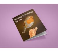 Happy Birthday Mum Robin Bird Greeting Card 125mm x 178mm Including Envelope DG084