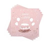 Happy Birthday Napkins - 40 Pcs Extra Absorbent Pink Party Napkins - Premium Gold Foil Disposable Serviettes for 18th 21st 30th 40th 50th 60th Birthday Decorations - 13 x 13 Inch