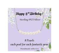 Happy Birthday Necklace for Girls 925 Sterling Silver AA Freshwater Pearl Pendant for 7th 8th 9th 10th 11th 12th 13th 14th 15th 16th 17th 18th 19th 20th Year Old Girl, 1, Sterling Silver, Pearl