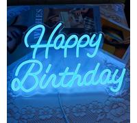 Happy Birthday Neon Background Wall Decor Light Suitable for Home Decor Bar Cafe Valentine's Day Anniversary Party with Reusable for All Birthday Party Decoration Neon Light (42x26 cm Ice Blue)