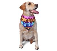 Happy Birthday Neon Printed Graphic Pet Triangle Scarf For Dogs & Cats, Adjustable Cute Pet Bandana For & Photo Shoots