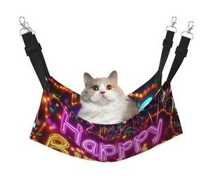 Happy Birthday Neon Printed Pet Hammock - Sleeping Hammock For Cats, Rabbits, Ferrets, Puppies, Small Animals