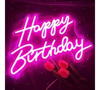 Happy Birthday Neon Sign Reusable Pink LED Neon Night Light Birthday Party Decor USB Operation Decor for Background Party Bedroom Wall Decor 5V, 16.5"*11"