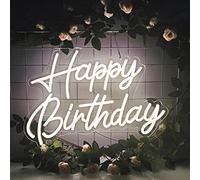Happy Birthday Neon Sign Reusable Warm White LED Neon Night Light Birthday Party Decorations USB Operated Decorative for Backdrop Party Bedroom Wall Décor 5v,16.5"*11"