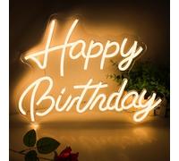 Happy Birthday Neon Signs, Arrinew LED Sign Wall Decor, Warm White Neon Lights powered by USB, Gamer Gifts for Happy Birthday Party,Bedroom,Party Supplies