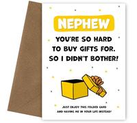 Happy Birthday Nephew Card for Men - You're Hard to Buy For! Cute, Humorous Keepsake that is Nephew Birthday Cards for Men