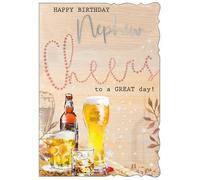Happy Birthday Nephew Cheers to a Great Day Premium Cards Out Of The Blue