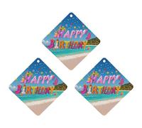 Happy Birthday on The Beach Car Air Freshener, 3 Pcs Rhombus Hanging Air Freshener Cards, Long Lasting Fragrance Scented Cards for Car, Home, Office Black-style