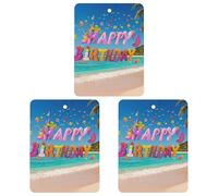 Happy Birthday on The Beach Car Air Freshener, 3 Pcs Square Hanging Air Freshener Cards, Long Lasting Fragrance Scented Cards for Car, Home, Office Gray-style