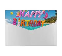 Happy Birthday on The Beach Folders with 6 Pack Pockets, Waterproof Organizer File Folder for Letter Size Paper, Accordian Folder with Snap for Home, Travel, Business, Office