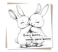Happy Birthday or Anniversary Card for Partner - Bunny Rabbit Lover, Bunnies - Heartfelt and Playful - for Boyfriend, Girlfriend, Husband, Wife
