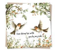 Happy Birthday or Anniversary Card for Partner - I Love Doing Life With You By My Side - Autumn Leaves, Magical, Beautiful - For Boyfriend, Girlfriend, Husband, Wife