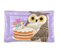 Happy Birthday Owl Purple Washable Dog Sleeping Mattress Soft Comfortable Anti-Slip Bottom Dog Crate Pad for Large Jumbo Medium Small Dogs 36" x 24"