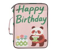Happy Birthday Panda Pink Folder Organizer with Pockets 7 Pockets A4 Letter Size with Zipper Closure for Paperwork File Folder Jackets