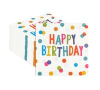 Happy Birthday Paper Napkins 13 x 13 Inches Luncheon Napkins Cocktail Napkins Disposable Colourful Dots Theme Decorations Supplies for Kids Birthday, Baby Shower Party