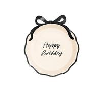 Happy Birthday Paper Party Plates with Bow Design - Pack of 6 Elegant Birthday Plates for Celebrations