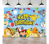 Happy Birthday Party Pokemon Backdrop Decoration Kids Boy Baby Shower Pikachu Anime Photography Background Banner Vinyl Poster 250X180cm W-6833