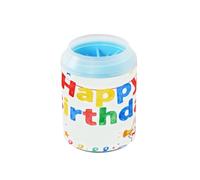 Happy Birthday Party Reusable Paw Cleaner with Soft Silicone Brush Essential For All Pets Owners for Small Medium Large Breed Dogs, Cats