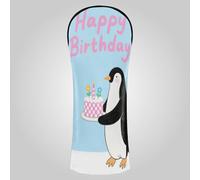 Happy Birthday Penguin Blue Golf Head Covers Premium Leather Waterproof Headcover with Interchangeable No. Tags for Driver & Fairway Woods (prop2)