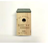 Happy Birthday Personalised Bird Box - Custom Engraved Wooden Nesting Box for Garden Birds, Unique Birthday Gift for Mum, Dad, Grandparents, Friends, Bird Lovers & Gardeners, Handcrafted Bird House