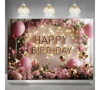 Happy Birthday Photography Background Flowers Princess Girl Birthday Tea Party Decorations Backdrop Women Girl Newborn Kids Adult Birthday Party Cake Table Banner (7X5FT)