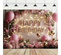 Happy Birthday Photography Background Flowers Princess Girl Birthday Tea Party Decorations Backdrop Women Girl Newborn Kids Adult Birthday Party Cake Table Banner (8X6FT)