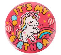 Happy Birthday Pin, Cute Cartoon Theme It's My Birthday Button Badge with Rainbow Balloons Pattern for Girl & Boy Party Celebration & Decoration Supply