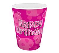 Happy Birthday Pink Hearts Paper Cups 8pk