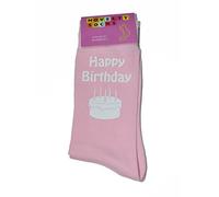 Happy Birthday Pink Ladies Socks printed with Cake Design