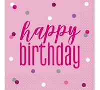 Happy Birthday Pink Paper Disposable Napkins Napkin Party Tableware Eco Friendly UP