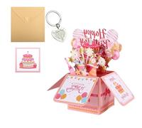 Happy Birthday Pop up Card, Colorful Balloons & Fireworks 3D Gift Box with Envelope, Pop up Birthday Cards, Creative Gift Universal Birthday Greeting Card for Women Mom, Daughter, Grandma,Friends