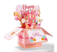 Happy Birthday Pop up Card, Colorful Happy Birthday 3D Greeting Card with Envelope Creative Gift Anniversary Party Decoration Keepsake for Daughter Sister Friends Girls (18th)