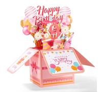 Happy Birthday Pop up Card, Colorful Happy Birthday 3D Greeting Card with Envelope Creative Gift Anniversary Party Decoration Keepsake for Daughter Sister Friends Girls (9th)