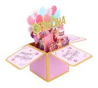 Happy Birthday Pop Up Card for Grandma, Colorful Balloons & Fireworks 3D Birthday Greeting Card with Envelope for Grandmother from Family, Creative Gift