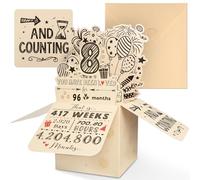 Happy Birthday Pop Up Card - Funny 8th Birthday Decorations for Girls Boys 3D Happy Birthday Greeting Card with Envelope 8 Year Old Creative Gift for Him Her Daughter Son Niece Nephew