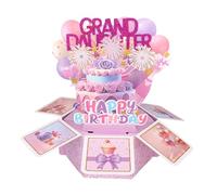 Happy Birthday Pop up Card, Funny Pop up 3D Birthday Greeting Card with Envelope & Message Paper Creative Gift Box for Women Anniversary Party Decor Keepsake (for Grand Daughter)