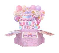 Happy Birthday Pop up Card, Funny Pop up 3D Birthday Greeting Card with Envelope & Message Paper Creative Gift Box for Women Anniversary Party Decor Keepsake (Universal)