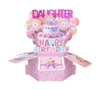 Happy Birthday Pop up Card, Funny Pop up 3D Birthday Greeting Card with Envelope & Message Paper Creative Gift Box for Women Anniversary Party Decor Keepsake (for Daughter)